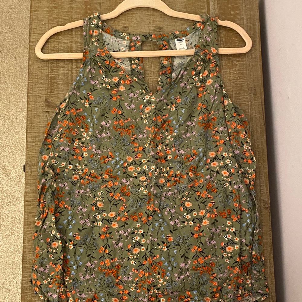 Old Navy Floral Blouse - Green and Orange